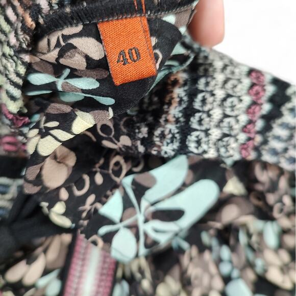 VTG Missoni Silk Wool Cardigan Sweater Tie Front Sheer Ruched Floral Feminine 40 - Picture 8 of 11